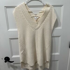 Time and Tru Ivory Knit V-Neck Vest